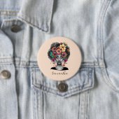 Floral Elegant Afro Woman Ronde Button 7,6 Cm (In situ)
