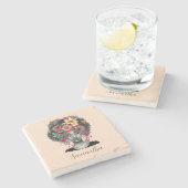 Floral Elegant Afro Woman Stenen Onderzetter (Zijkant)