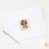 Floral Elegant Afro Woman Stone Magnet Vierkante Sticker (Envelop)