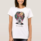 Floral Elegant Afro Woman T-shirt (Voorkant)