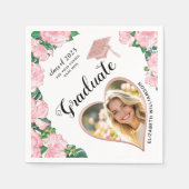 Floral Elegant Afstuderen Foto 2025 Afstuderen Servet (Voorkant)