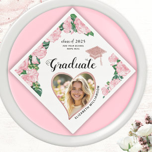 Floral Elegant Afstuderen Foto 2025 Afstuderen Servet