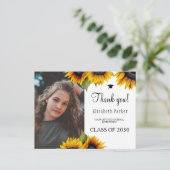 Floral elegant afstuderen foto afstuderen bedankt briefkaart (Staand voorkant)