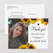 Floral elegant afstuderen foto afstuderen bedankt briefkaart (Voorkant / Achterkant)