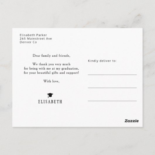 Floral elegant afstuderen foto afstuderen bedankt briefkaart (Achterkant)