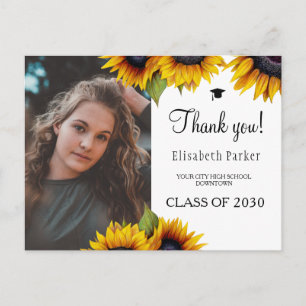 Floral elegant afstuderen foto afstuderen bedankt briefkaart