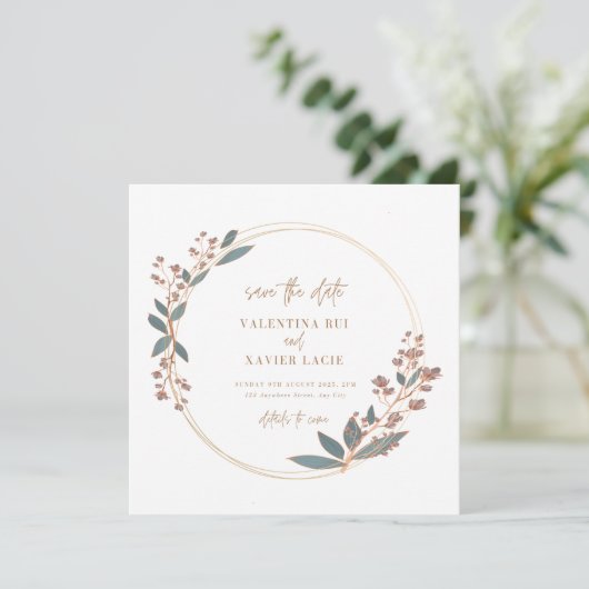 Floral Elegant and Simple Wedding Invitation Card Kaart (Staand voorkant)
