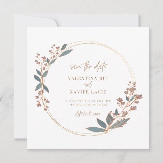 Floral Elegant and Simple Wedding Invitation Card Kaart (Voorkant)