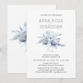 *~* Floral Elegant AR15 WEDDING Blue Roos RSVP + Kaart (Voorkant / Achterkant)