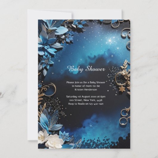 Floral Elegant Baby shower Invitation Kaart (Voorkant)