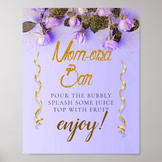 Floral Elegant Baby shower Mimosa Bar Poster (Voorkant)