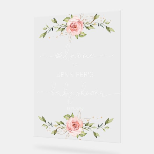 Floral elegant baby shower welkom acryl bord (Hoek)