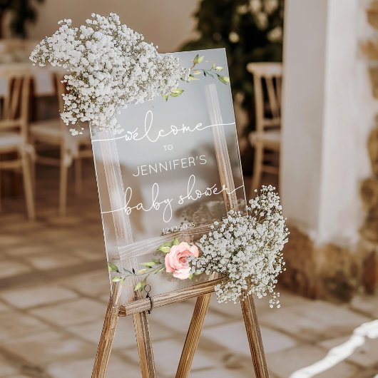 Floral elegant baby shower welkom acryl bord