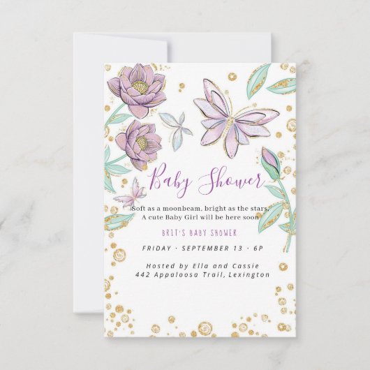 Floral Elegant Babyshower Kaart (Voorkant)