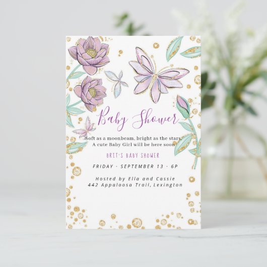 Floral Elegant Babyshower Kaart (Staand voorkant)