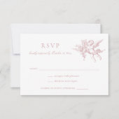 Floral Elegant  Barok Toile Wedding RSVP Kaart (Voorkant)