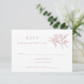 Floral Elegant  Barok Toile Wedding RSVP Kaart (Staand voorkant)