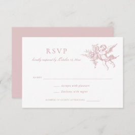 Floral Elegant  Barok Toile Wedding RSVP Kaart