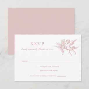 Floral Elegant  Barok Toile Wedding RSVP Kaart