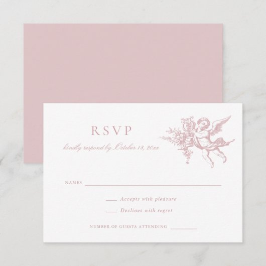 Floral Elegant  Barok Toile Wedding RSVP Kaart (Voorkant / Achterkant)