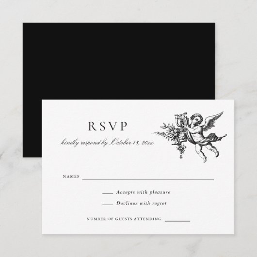 Floral Elegant  Barok Toile Wedding RSVP Kaart (Voorkant / Achterkant)