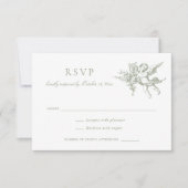 Floral Elegant  Barok Toile Wedding RSVP Kaart (Voorkant)