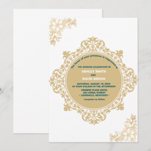 Floral Elegant  Beige Neutral Bruiloft Kaart (Voorkant / Achterkant)