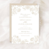 Floral Elegant  Beige Neutral Bruiloft Kaart
