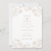 Floral Elegant  Beige Save the Date Kaart (Voorkant)