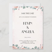 Floral Elegant Bewaar de datum bruiloft uitnodigin Kaart (Voorkant)