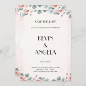 Floral Elegant Bewaar de datum bruiloft uitnodigin Kaart (Voorkant / Achterkant)