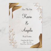 Floral Elegant Bewaar de datum bruiloft uitnodigin Kaart (Voorkant / Achterkant)