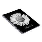 Floral Elegant Big Black en White Daisy voegen naa Notitieboek (Rechterzijde)