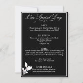 Floral Elegant Black and White Wedding Kaart (Achterkant)