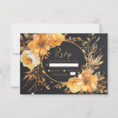 Floral Elegant Black Fall Bruiloft RSVP Kaartje (Voorkant)