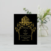 Floral-elegant BLACK moslim bruiloft Folie Uitnodiging Briefkaart (Staand Voorkant)