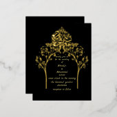 Floral-elegant BLACK moslim bruiloft Folie Uitnodiging Briefkaart (Voorkant / Achterkant)