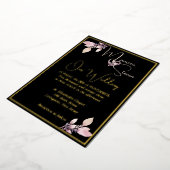 Floral Elegant Black Wedding Gold Folie Uitnodiging (Gedraaid)