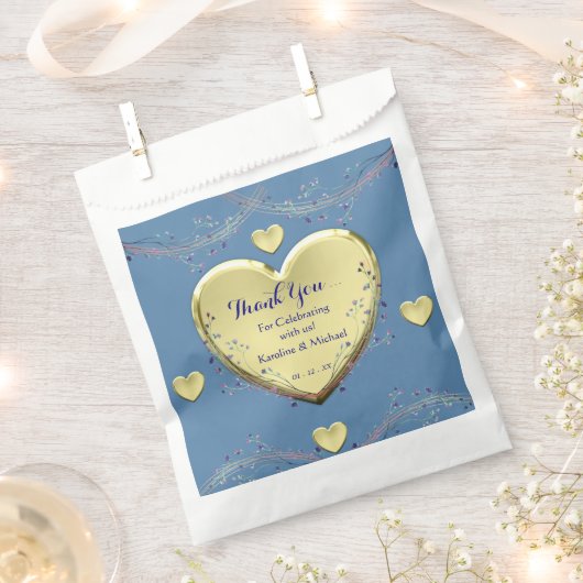 Floral Elegant Blauw Bruiloft Party Bedankzakje (Geknipt)