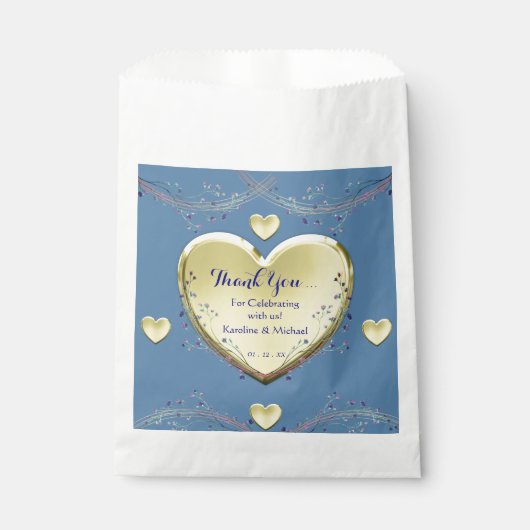 Floral Elegant Blauw Bruiloft Party Bedankzakje (Voorkant)