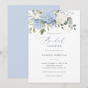 Floral Elegant Blauw Wit Hydrangea Vrijgezellenfee Kaart