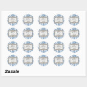 Floral Elegant  Blauw Wit Zilver Dank u Ronde Sticker (Vel)