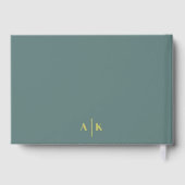 Floral Elegant Blauwgroen bruiloft Folie Gastenboek (Achterkant)