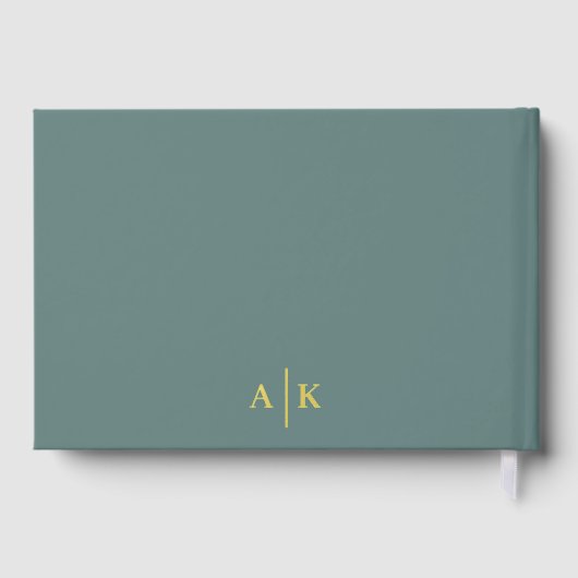 Floral Elegant Blauwgroen bruiloft Folie Gastenboek (Achterkant)