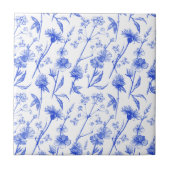 Floral Elegant Blue Flowers Ceramic Tile Tegeltje (Voorkant)