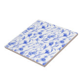 Floral Elegant Blue Flowers Ceramic Tile Tegeltje (Zijkant)