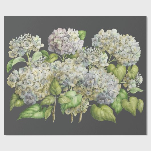 Floral Elegant Blue Hydrangea Black Decoupage Cadeaupapier (Vlak)