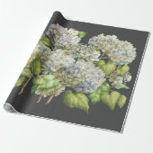 Floral Elegant Blue Hydrangea Black Decoupage Cadeaupapier (Uitgerold)
