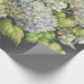 Floral Elegant Blue Hydrangea Black Decoupage Cadeaupapier (Hoek)