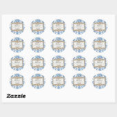 Floral Elegant  Blue White Gold Hartelijk dank Ronde Sticker (Vel)